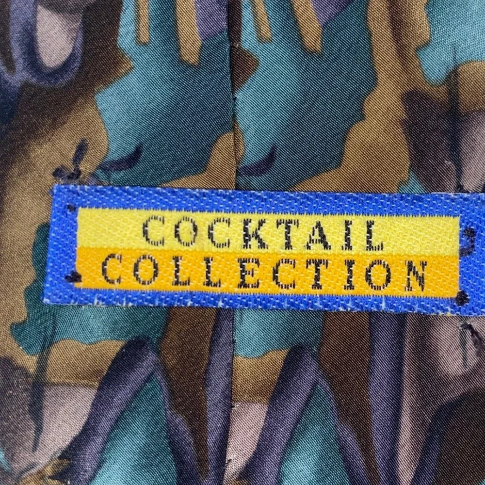 Cocktail Collection Wine Under Microscope Abstract Silk Necktie Teal Purple Mens